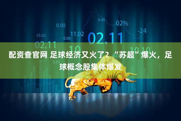 配资查官网 足球经济又火了？“苏超”爆火，足球概念股集体爆发